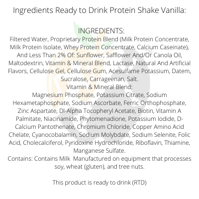 ready to drink vanilla protein shake ingredients